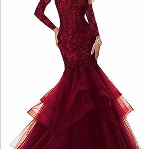 Women Mermaid sequins long prom evening maxi gown